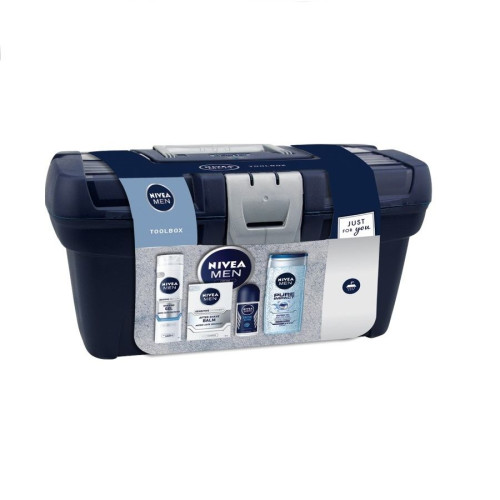 Nivea Promo Men's Set Men Toolbox Gel + After Shave Balm Shower Gel Roll-On Anti-Perspirant Cream + Free Box