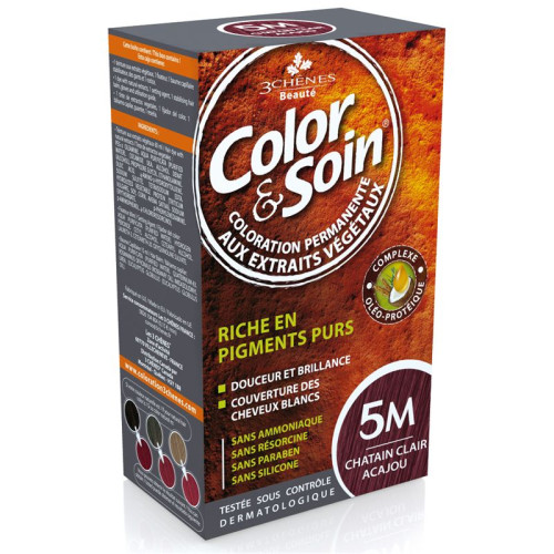 3Chenes Color and Soin Ammonia-Free Hair Dye Color 5M Light Chestnut 4.56 fl oz (135 ml)