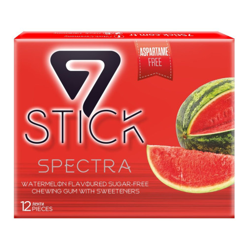 7Stick Spectra Watermelon Sugar-Free and Aspartame-Free Chewing Gum Watermelon Flavor 12 Strips