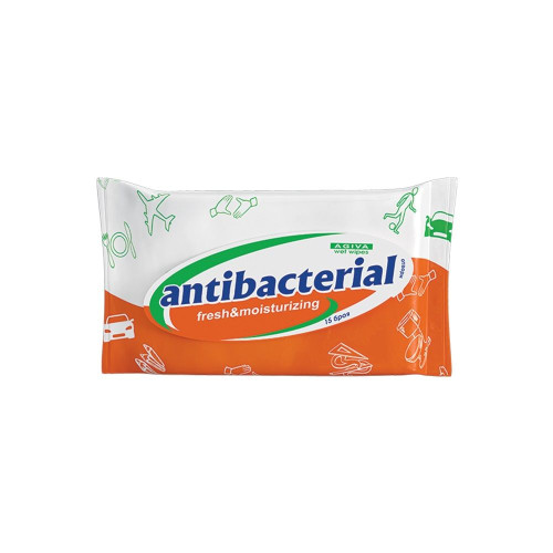 Agiva Antibacterial Wet Wipes for Hands with a Fresh Scent 15 pcs