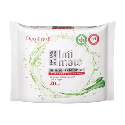 Agiva Intimate Wet Wipes with Aloe Vera Extract and Lactic Acid 20 pcs