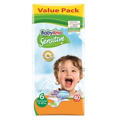Babylino Sensitive VP 6 Extra Large Diapers 33-66 lb (15-30 kg) 40 pcs
