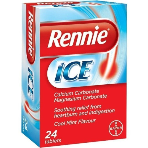 Bayer Rennie Ice Chewable Tablets for Heartburn and Indigestion with Mint Flavor 24 pcs