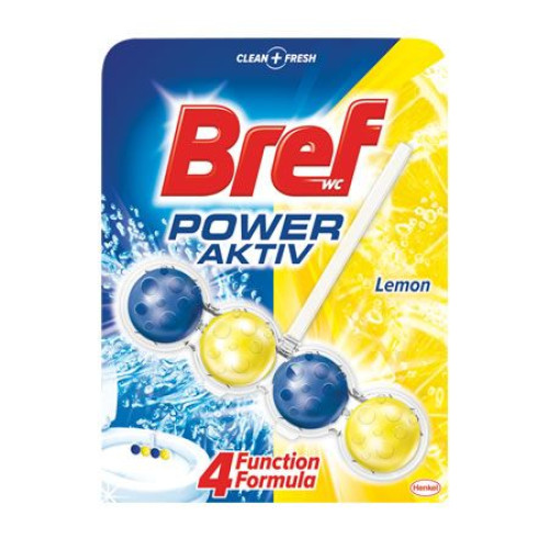 Bref WC Power Active 4 Hard Toilet Block with Lemon Scent 1 pc