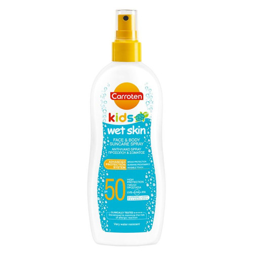 Carroten Kids Wet Skin SPF 50 Transparent Sunscreen Spray for Face and Body for Children 6.76 fl oz (200 ml)