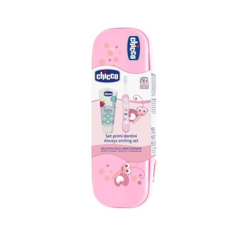 Chicco Teeth Cleaning Kit Pink for Children 12+ Months