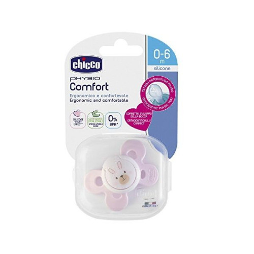 Chicco Physio Comfort 0% Bpa Silicone Pacifier with Case for Babies 0-6 Months Pink 1 pc