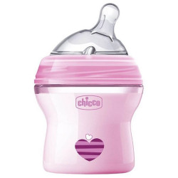 Chicco Natural Feeling Feeding Bottle with Silicone Teat with One Drop Pink for Children 0+ Months 5.07 fl oz (150 ml)