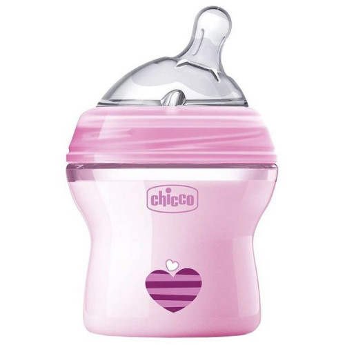 Chicco Natural Feeling Feeding Bottle with Silicone Teat with One Drop Pink for Children 0+ Months 5.07 fl oz (150 ml)