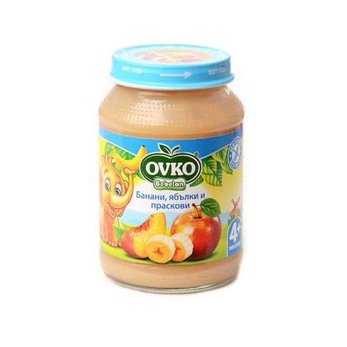 Ovko Bebelan Fruit Puree with Bananas Apples and Peaches for Children 4+ Months 6.7 oz (190 g) - 2158