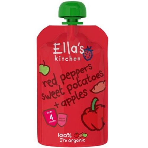 Ellas Kitchen Organic Baby Puree with Red Pepper Sweet Potato and Apple 4.23 oz (120 g)