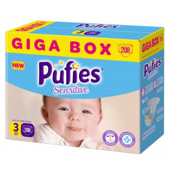 Pufies Sensitive Giga Box 3 Midi Diapers for Children 8.8-19.8 lb (4-9 kg) 208 pcs