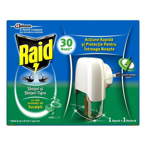 Raid Electric Vaporizer with Liquid Against Mosquitoes with Eucalyptus 0.71 fl oz (21 ml)