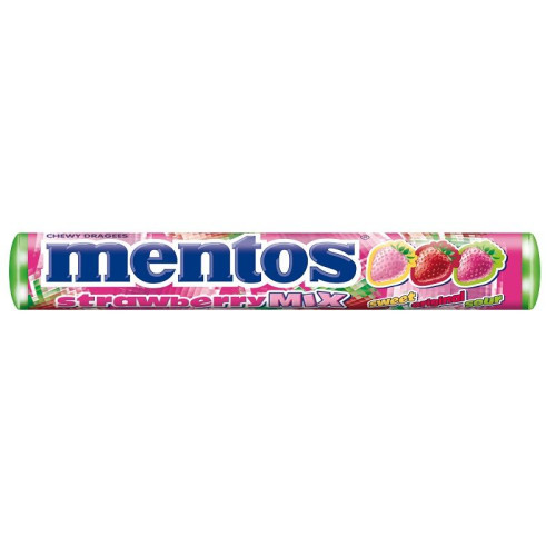 Mentos Strawberry Mix Strawberry Flavor Chewing Candy 1.34 oz (38 g)