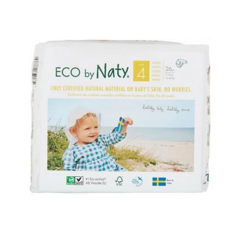 Naty Nature Babycare 4 Eco Disposable Diapers for Children 15.4-39.7 lb (7-18 kg) 26 pcs