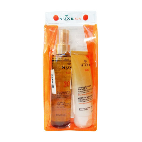 Nuxe Sun Promo Set Shampoo for Hair and Body After Sun Exposure and Oil for Tanning SPF 30