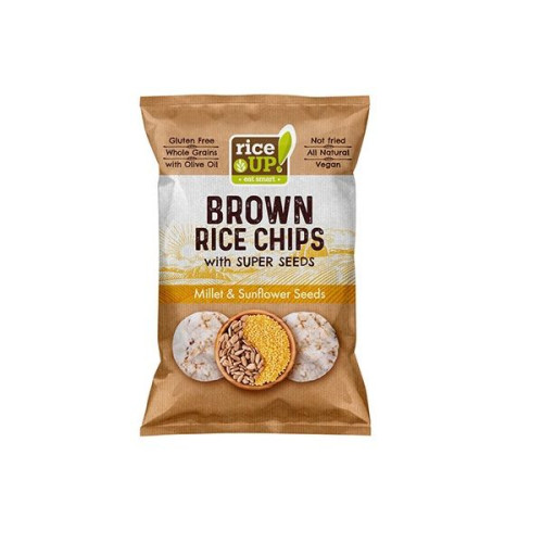 Rice Up Brown Rice Chips Millet and Sunflower Seeds Brown Whole Grain Rice Chips with Millet and Sunflower Seeds 2.12 oz (60 g)