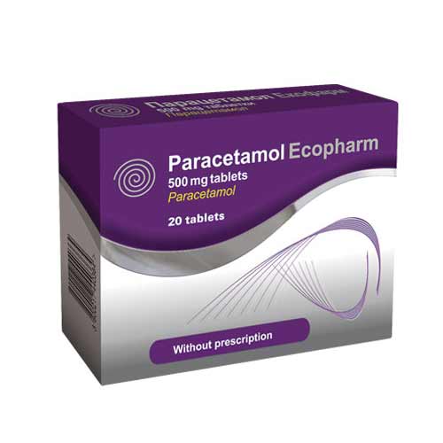 Ecopharm Paracetamol for High Temperature and Pain 500 mg 20 Tablets