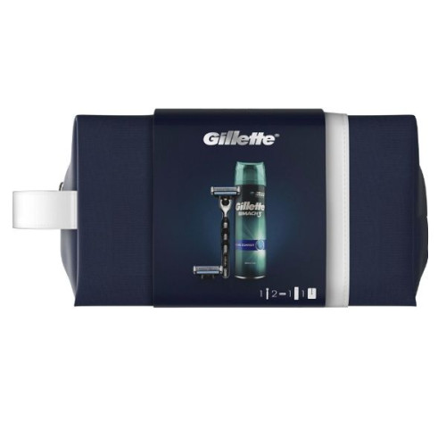 Gillette Promo Set for Men Razor 2 Blades Shaving Gel and Pencil Case