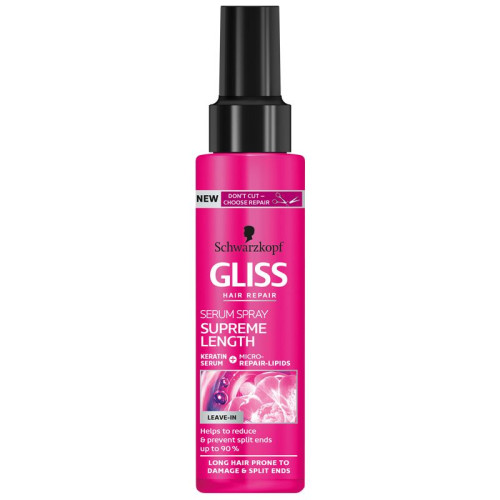 Gliss Supreme Length Intensive Serum Spray for Long Hair Against Split Ends 3.38 fl oz (100 ml)