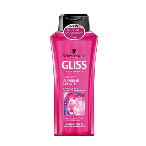 Gliss Supreme Length Shampoo for Long Hair with Regenerating micro-lipids and Peony Extract 13.53 fl oz (400 ml)