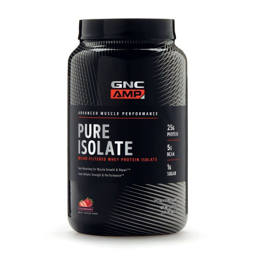 GNC Amp Pure Isolate Whey Protein Isolate for Muscle Mass Gain Strawberry Flavor 1.94 lb (882 g)