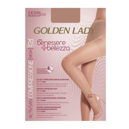 Golden Lady Benessere Bellezza 70 Women's Compression Tights Color Playa Size 2-S 1 pc