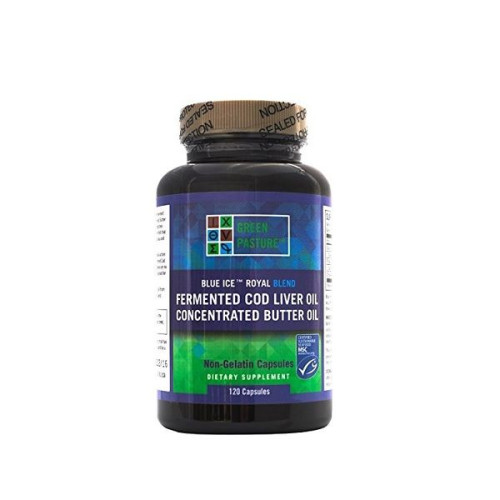 Green Pasture Blue Ice Royal Blend Fish Oil from Fermented Cod Liver and Cow Butter 120 Capsules