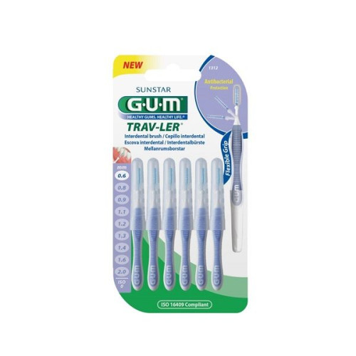 Gum Trav-Ler Interdental Toothbrushes for Gingivitis Prevention 0.02" (0.6 mm) 6 pcs