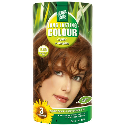 Hennaplus Long Lasting Color Long-Lasting Hair Dye with Organic Extracts Color 6.45 Copper Mahogany