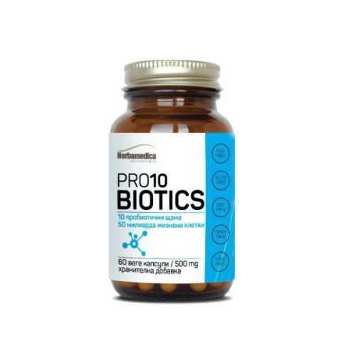 Herba Medica Probiotic 10 Probiotic Strains for Intestinal Flora Bacteria 500 mg 60 Capsules
