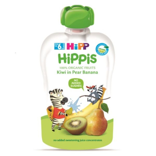 Hipp Organic Happy Fruit Snack with Pear Banana and Kiwi for Children 6+ Months 3.53 oz (100 g)