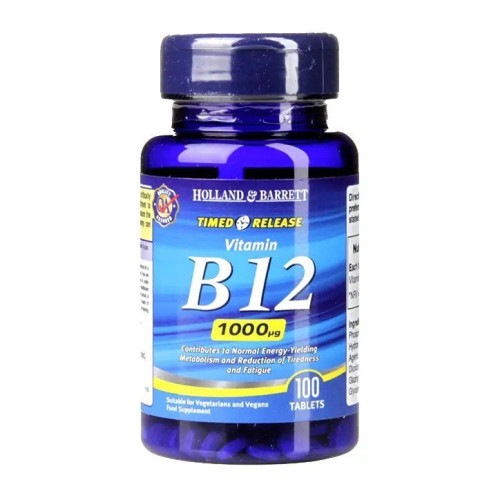 Holland and Barrett Vitamin B12 for Maximum Health and Tone 1000 mcg 100 Slow Release Tablets