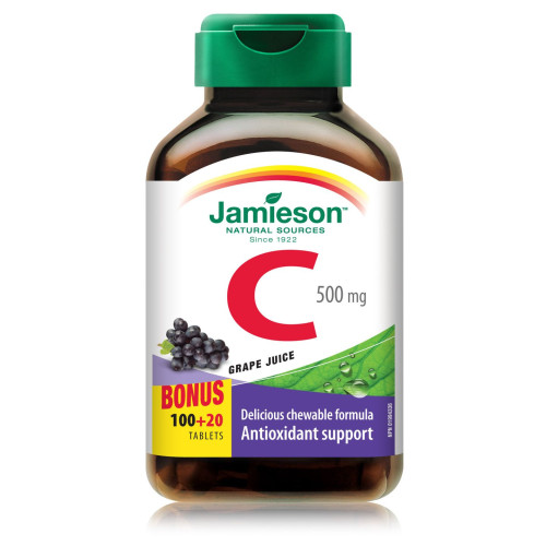 Jamieson Vitamin C + Grapefruit 500 mg 100 + 20 Chewable Tablets