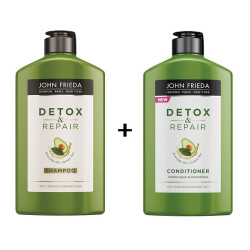 John Frieda Detox and Repair Promo Set Detoxifying Shampoo and Repairing Conditioner for Dry Hair