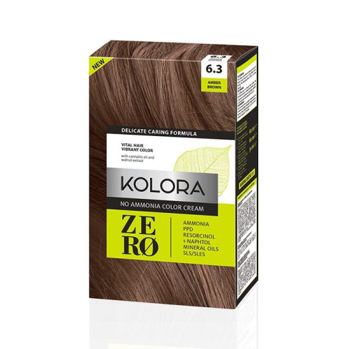 Kolora Zero Ammonia-Free Semi-Permanent Cream Hair Dye 6.3 Brown Amber