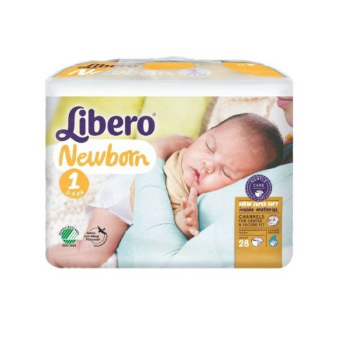 Libero 1 Newborn Baby Diapers 4.4-11 lb (2-5 kg) 28 pcs