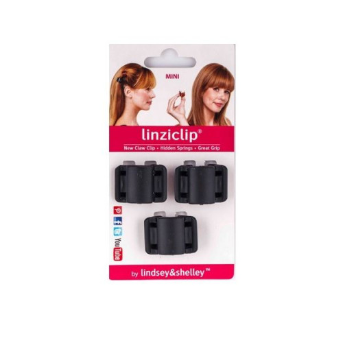 Linziclip Mini Hair Clip Black Velvet 3 pcs
