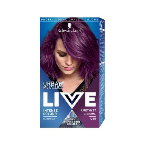 Live Intense Color Hair Dye Lasting Up to 15 Washes Color U69 Amethyst Chrome