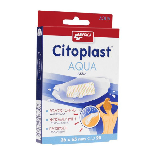 Medica Citoplast Aqua Transparent Bandages for Small Wounds Without Allergies 10.24"/25.59" (26/65 cm) 20 pcs