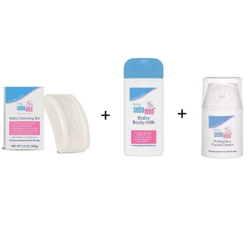 Sebamed Baby Promo Set for Babies Wash Bar Body Milk and Face Cream