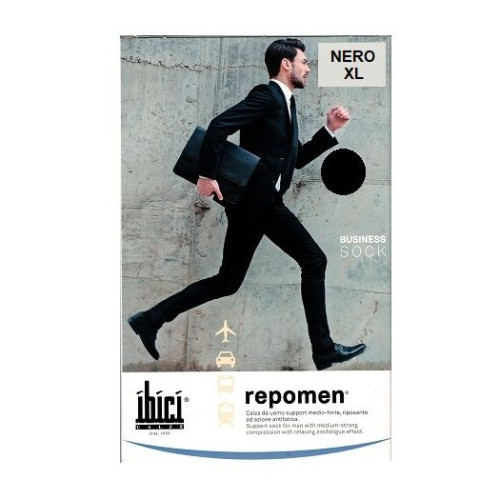 Ibici Repomen Business Sock Elastic Men's Socks for Varicose Veins and Medium-Strong Compression Color Nero Size XL 1 pc