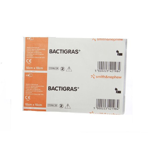 Smith and Nephew Bactigras Impregnated Linen Fiber Dressing with 0.5% BP 3.94"/3.94" (10/10 cm) 1 pc
