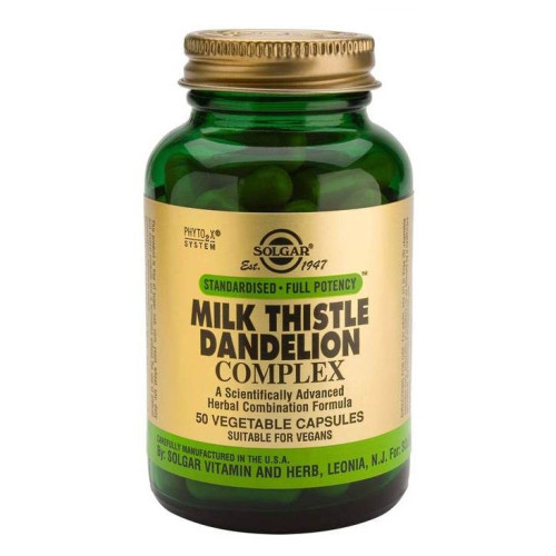Solgar Milk Thistle Dandelion Milk Thistle and Dandelion Powerful Immune Stimulant for the Liver 50 Capsules