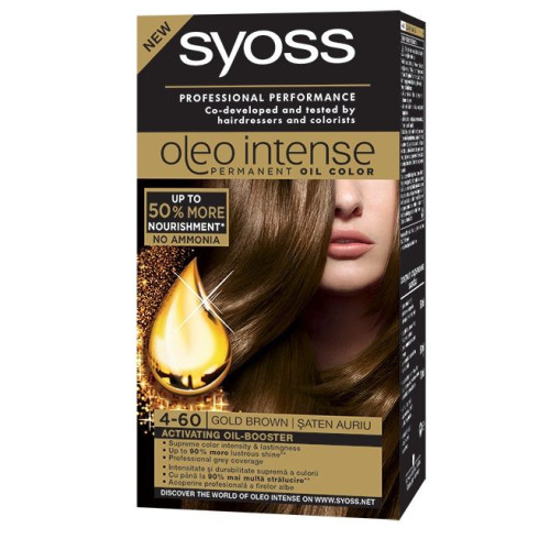 Syoss Oleo Intense Permanent Cream Hair Dye Without Ammonia 4-60 Golden Brown
