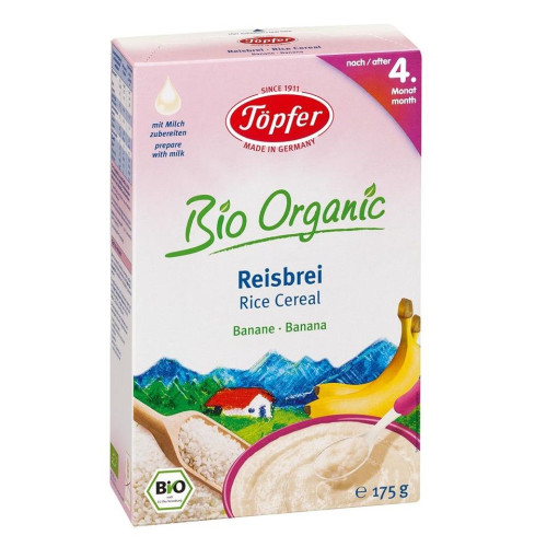 Topfer Dairy-free Organic Porridge with Rice and Banana for Babies 4+ Months 6.17 oz (175 g)