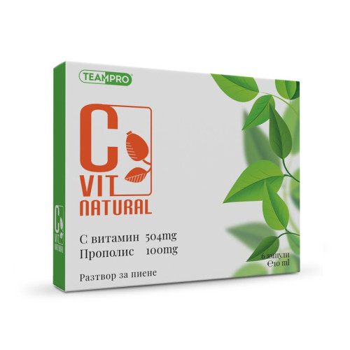 TeamPro C Vit Natural Vitamin C and Propolis for Healthy Heart and Blood Vessels 6 Ampoules 0.34 fl oz (10 ml)