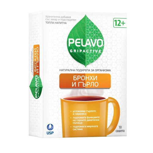 Pelavo Gripactive Bronchi for Sore Throat and Relief of the Respiratory Tract 10 Sachets