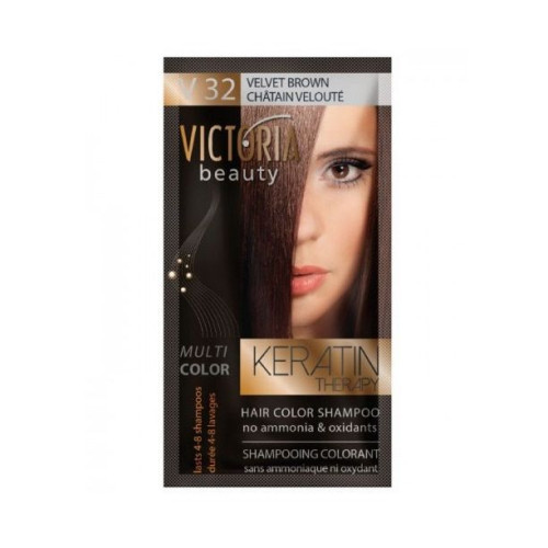 Victoria Multi Color Hair Color Shampoo Color V32 Velvet Brown 1.35 fl oz (40 ml)