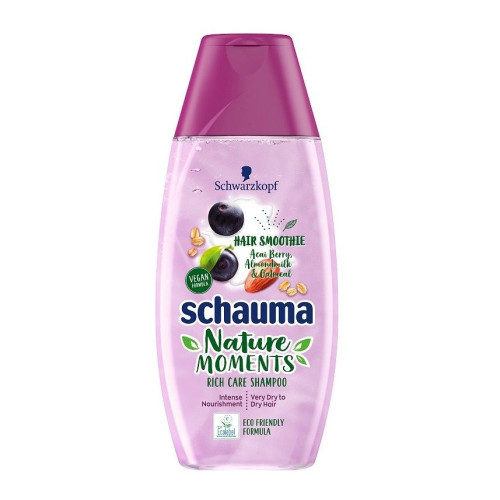 Schauma Nature Moments Nourishing Shampoo for Dry Hair with Acai Berry Oats and Almond Milk 13.53 fl oz (400 ml)